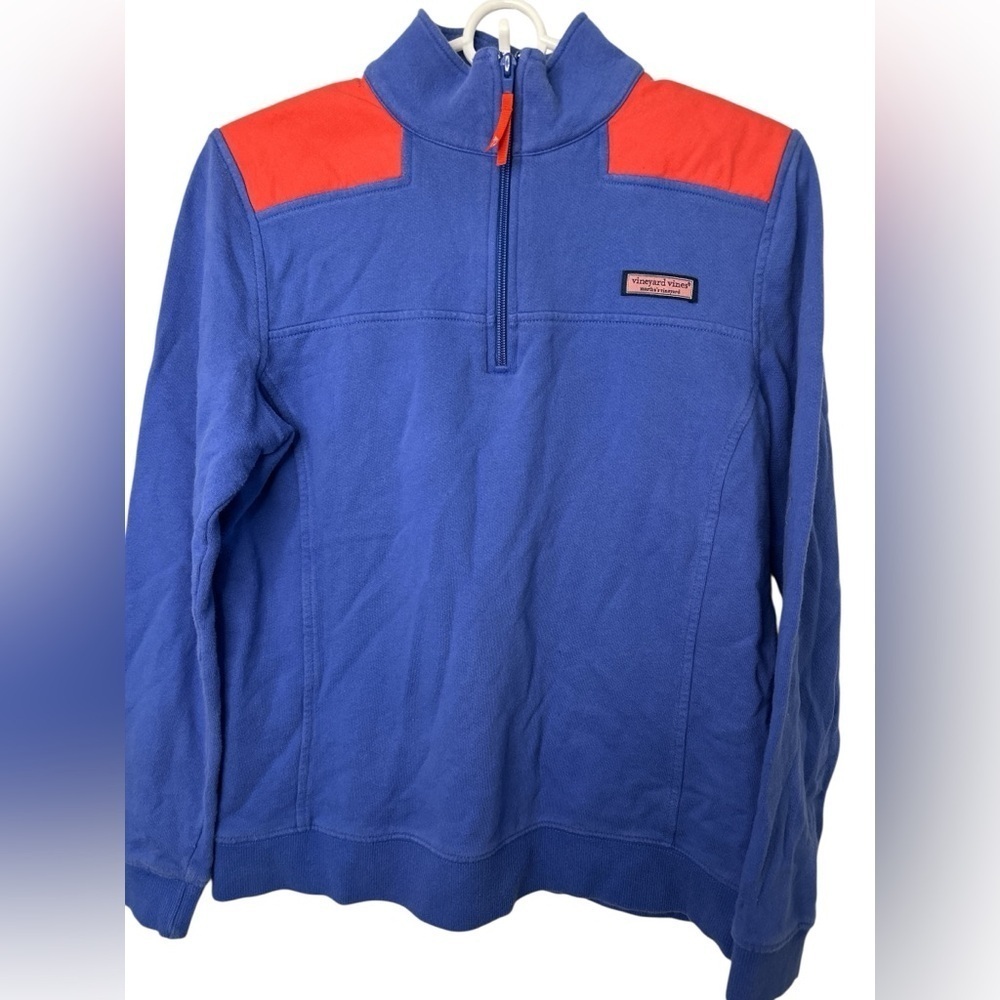Vineyard Vines Pullover Blue Red Quarter Zip Cotton Sweatshirt Womens Size S